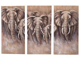 Schubiger M&ouml;bel Wandschmuck Elefant Holz 3-teilig H: 118 cm