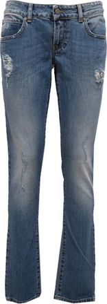 Pinko Vernietigde Denim Feestbroek - Dames - Bootcut Jeans - Blauw - W29 - Denim - Jeans