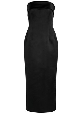Emilia Wickstead Keeley Strapless Satin Midi Dress - Black - 10 (UK10 / S)