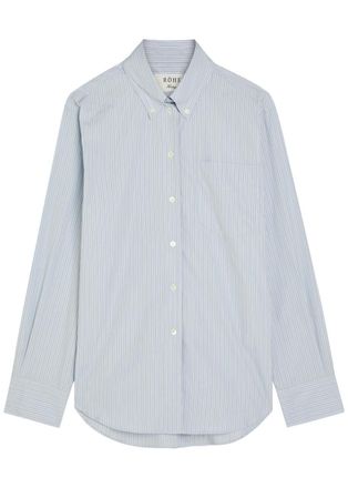 R&oacute;he Striped Cotton Oxford Shirt - White - 38 (UK10 / S)