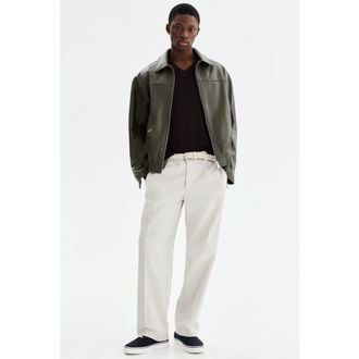 H&M Relaxed Fit Cotton And Lyocell Tailored Trousers in Light Beige at Nordstrom, Size 30