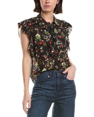 Alice & Olivia Alice + Olivia Robbie Collar Silk Blouse