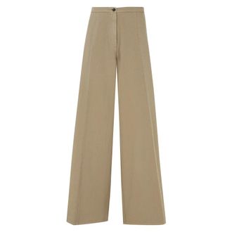 Forte_Forte Fluid Cotton Twill Wide LEG Pants - - Trousers - Donna - Marrone - M
