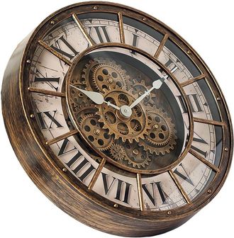 OEM Reloj De Pared De 18 Con Engranajes M&oacute;viles, Gran Decoraci&oacute;n Industrial Steampunk De Gran Tama&ntilde;o, Relojes De Pared Antiguos De Metal Con N&uacute;meros Grand