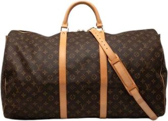 Louis Vuitton Vintage, unisex, Bruin, ONE Size, Leer, Pre-owned Keepall Bandouliere 60