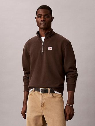 Calvin Klein Sudadera De Felpa De Algod&oacute;n Con Cremallera Parcial