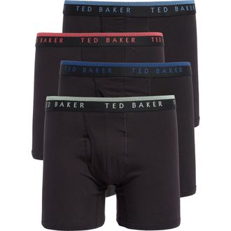 Ted Baker 4-Pack Stretch Cotton Boxer Briefs in Black Combo at Nordstrom Rack, Size X-Large