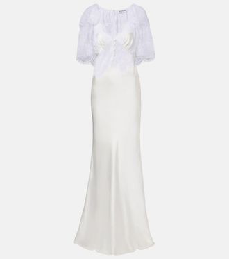 Self Portrait Lace-trimmed satin gown
