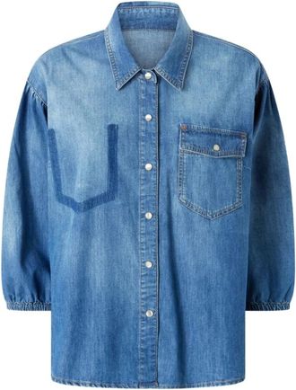 Pinko Blauw Denim Overhemd Chobe - Dames - Spijkeroverhemden - Blauw - XL - Denim - Overhemden