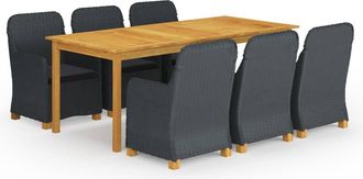 vidaXL Juego De Comedor Para Jard&iacute;n De 7 Piezas Gris Oscuro Vidaxl