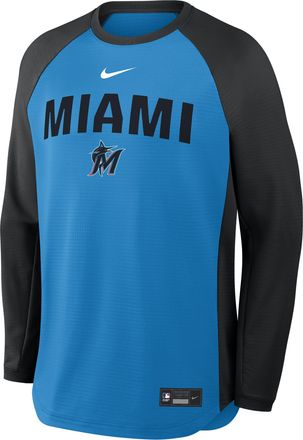 Nike Miami Marlins Authentic Collection Nike Mens Dri-FIT Pullover Crew in Blue | 04H2056NMQM-7PG