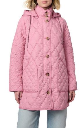 Bernardo Diamond Quilted Hooded Liner Jacket in Canyon Rose at Nordstrom, Size X-Large