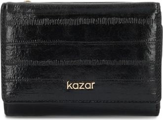 Kazar ASA Kleine Portemonnee met Reli&euml;f - Dames - Portefeuilles - Zwart - ONE Size - Leer - Accessoires