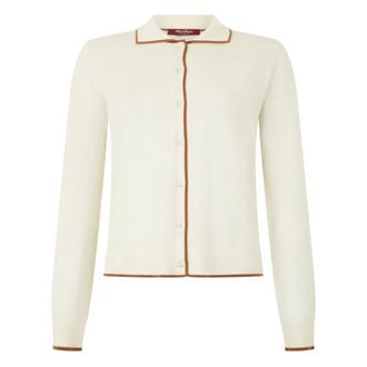 Max Mara Truien & Vesten, Dames, Wit, M, Wol, Cardigan van wol en zijde