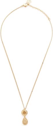 Dior CD rhinestone logo-pendant necklace - women - Rhinestone/Gold Plated - One Size