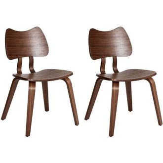 Beliani Set di 2 sedie da pranzo in gomma con struttura in legno Mobili da cucina per la sala da pranzo Marrone scuro Diana
