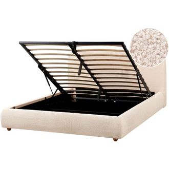 Beliani Letto minimalista con contenitore 160 x 200 cm Boucle Moderno Beige Chiaro Blagnac