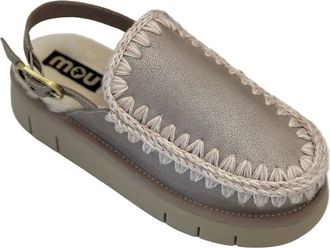 Mou Womens Bounce Buckle Strap Clog In Stone Metallic