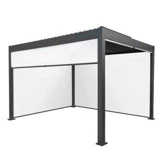 MonsterShop Anthracite Aluminium Pergola With White Blinds - 3m x 4m in Grey