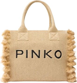 Pinko Shopper Beach - Dames - Shoppers - Beige - ONE Size - Katoen - Tassen