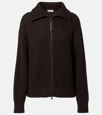Brunello Cucinelli Jersey en mezcla de cachemir y lana con cuentas Monili