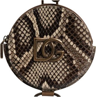Dolce & Gabbana Accessoires, Dames, Bruin, ONE Size, Leer, Leren Portemonnee met Logo Plaque