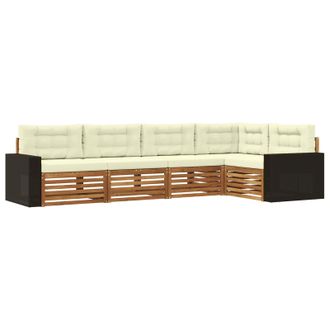 vidaXL Conjunto De Sof&aacute;s De Exterior 5 Pcs Natural Y Crema Vidaxl