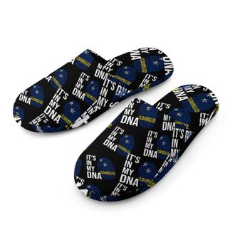 Generic Its In My DNA Curacao Flag Mens Cozy Memory Foam Slippers Warm Cotton House Shoes Comfy Slipper for Indoor Outdoor