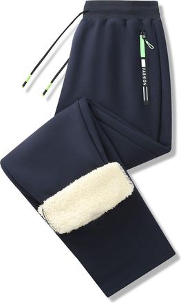 Generic Mens Joggers Winter Fleece Lined Thermal Sweatpants Elasticated Waist Drawstring Trousers Outdoor Sports Trousers with Pockets