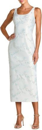 Mac Duggal Brocade Sleeveless Scoop Neck Midi Dress in Blue Multi at Nordstrom, Size 8