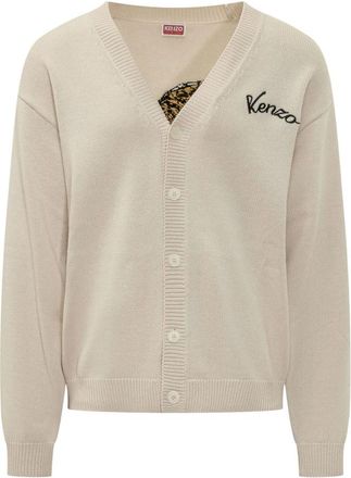 Kenzo Tiger Cardigan - Heren - V-hals truien - Beige - S - Truien & Vesten