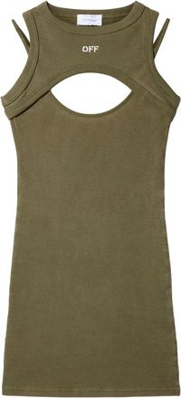 Off-white Abito a coste con dettaglio cut-out - Verde