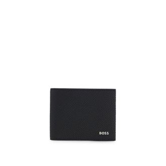 BOSS Monogram-embossed folding wallet with metal logo