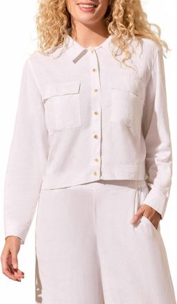 Tribal Chest Pockets Jacket In White