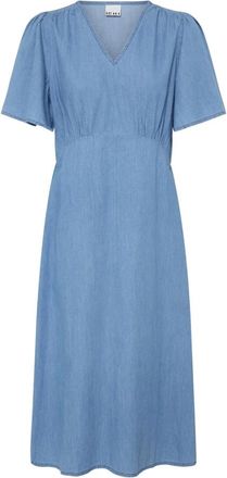 Ichi Midi Jurken - Dames - Casual kleedjes - Blauw - XL - Kleedjes