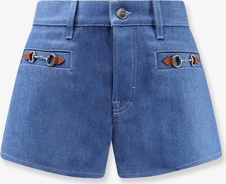 Gucci Shorts in denim con iconici Morsetti frontali - GUCCI - gender_Woman