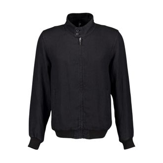 120% Lino Jassen, Heren, Zwart, S, Linnen, Zwarte Linnen Bomberjack