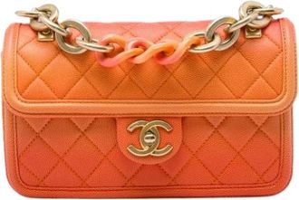 Chanel Pre-owned Sunset On The Sea Flap Bag - Dames - Vintage Schoudertas - Oranje - ONE Size - Leer - Vintage