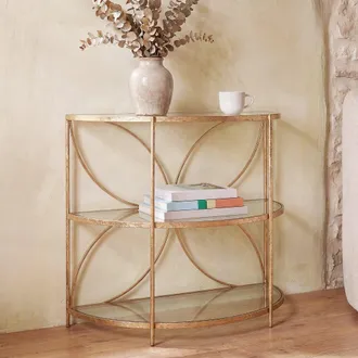 Maisons du monde Mesita auxiliar semicircular de acero chapado en oro y cristal