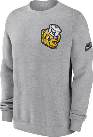 Nike Michigan Legacy Nike Mens College Pullover Crew in Grey | NKPV06GMWV-612