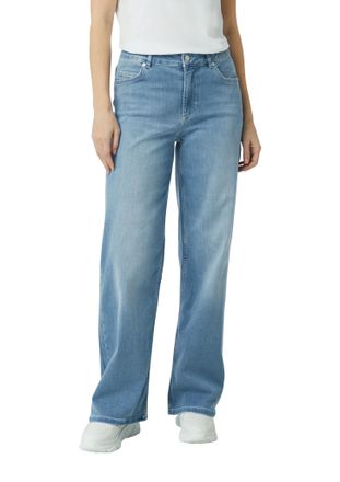 Comma Weite Jeans, Damen, Gr. 40, N-Gr, mid blau used, Denim/Jeans, Obermaterial: 82% Baumwolle, 12% Lyocell, 5% Elastomultiester, 1% sonstige Fasern, COMMA