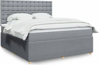 vidaXL Vidaxl - Cama Box Spring Con Colch&oacute;n Tela Gris Claro 180x200 Cm