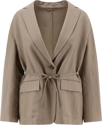 Brunello Cucinelli Dames, Jassen, Bruin, Maat: XS Linnen