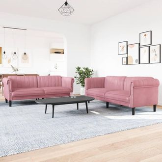 vidaXL Juego De Sof&aacute;s 2 Piezas Terciopelo Rosa Vidaxl