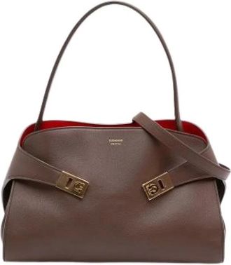 Ferragamo Pre-owned The Hug Handbag - Dames - Vintage Handtas - Bruin - ONE Size - Leer - Vintage