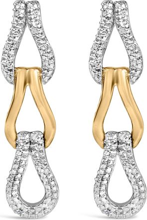 House of Brilliance Gold Vermeil 1/10 Cttw Diamond Bold Knot Link Earring