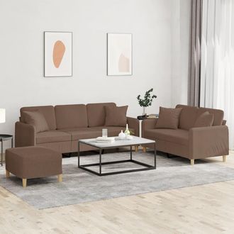 vidaXL Juego De Sof&aacute;s Con Cojines 3 Piezas Tela Marr&oacute;n Vidaxl