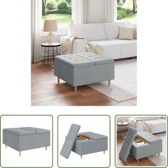 vidaXL Design trapuntato - Pouf contenitore Grigio chiaro 80 x 80 x 45 cm Tessuto