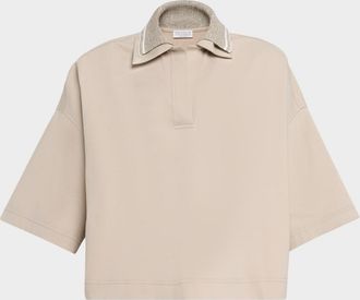 Brunello Cucinelli Techno Couture Fleece Polo Shirt With Double Knit Collar
