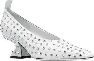 Ferragamo Rhinestone F-Heel Leather Pump